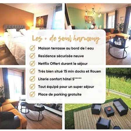 Soul Harmony Rouen Maison Neuve Terrasse Parking Riviere Proche Docks, Kindarena Holiday home Deville-les-Rouen